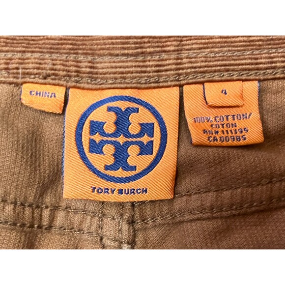 TORY BURCH Brown Cotton Corduroy Boot Cut Flare Pants Trousers Women's Size 4 - Picture 3 of 9